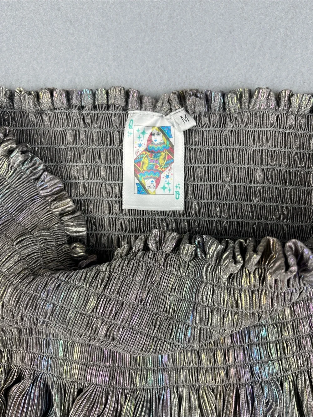 Queen of Sparkles Iridescent Pleated Swing Shorts Size: Medium